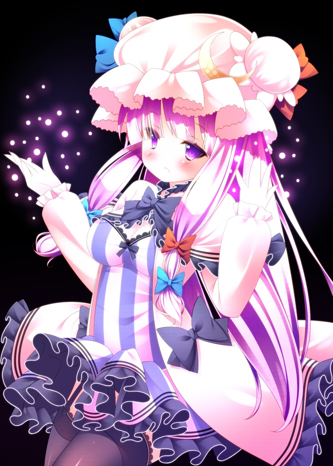 cleavage, patchouli_knowledge, sefa, thighhighs, touhou