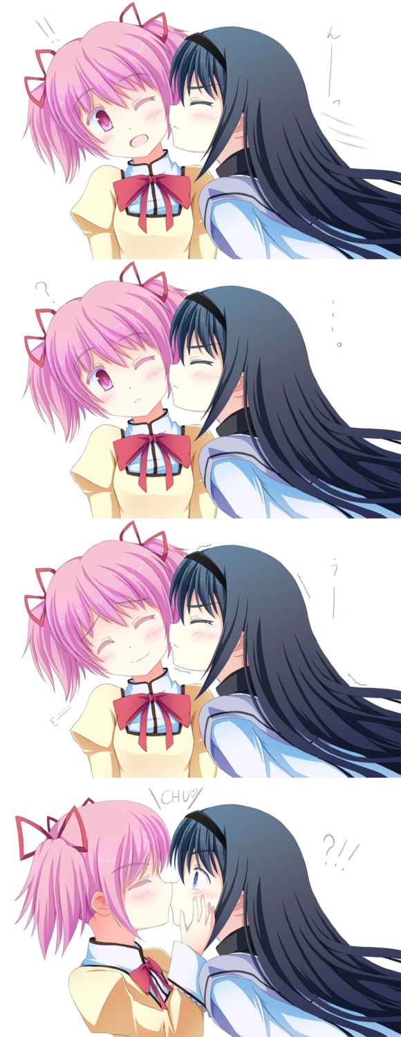 akemi_homura, kaname_madoka, mahou_shoujo_madoka_magica, seifuku, tri, yuri
