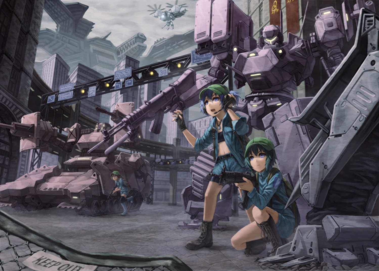 armored_core, armored_core_5, crossover, gun, kawashiro_nitori, kurione, mecha, touhou