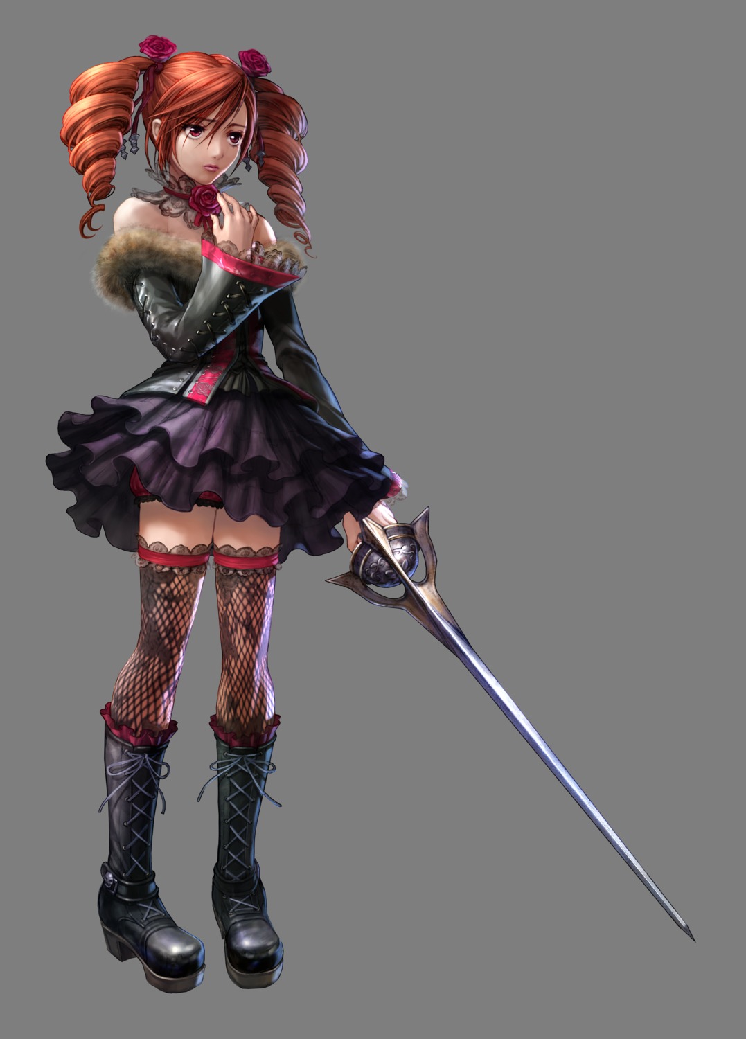 amy_sorel, dress, fishnets, gothic_lolita, lolita_fashion, soul_calibur, soul_calibur_iv, sword