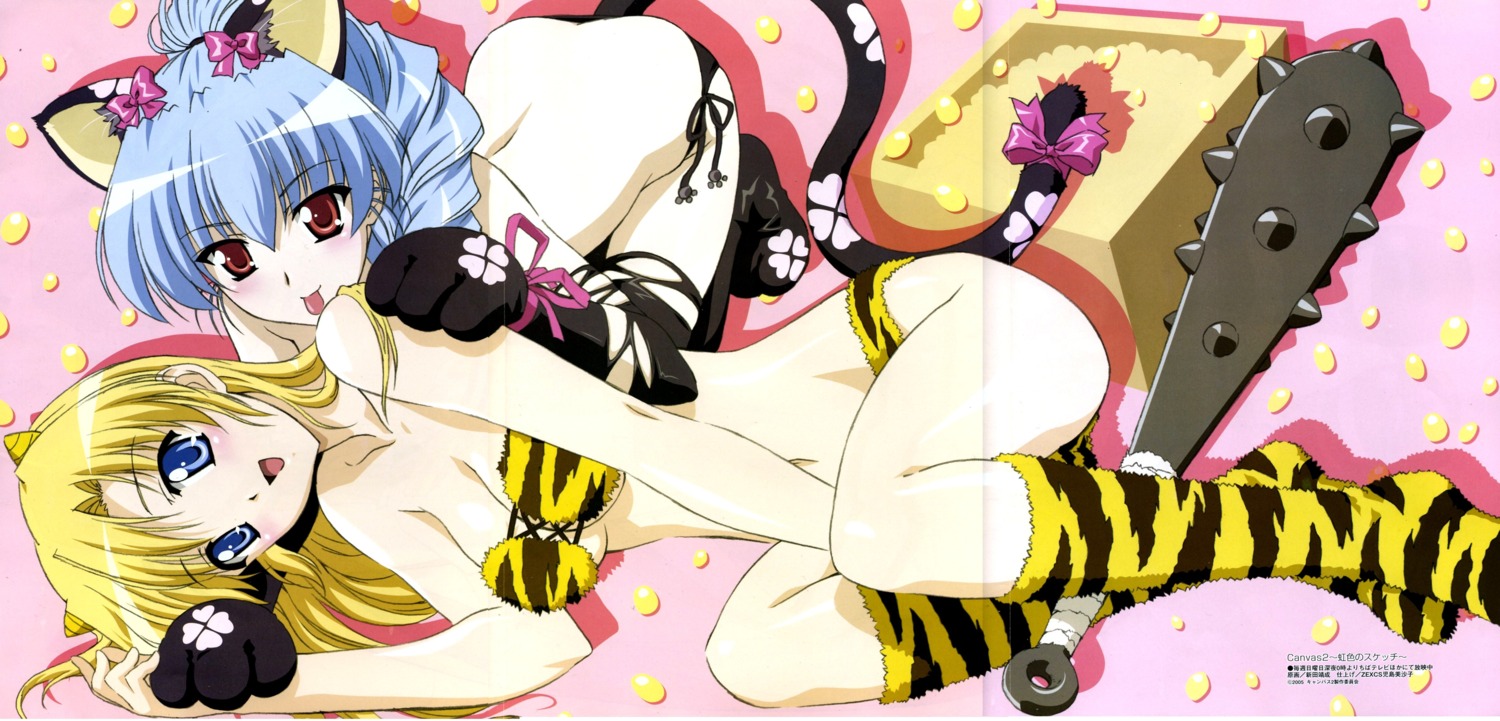 animal_ears, bra, canvas_2, fixme, fujinami_tomoko, horns, housen_elis, nekomimi, nitta_yasunari, pantsu, tail