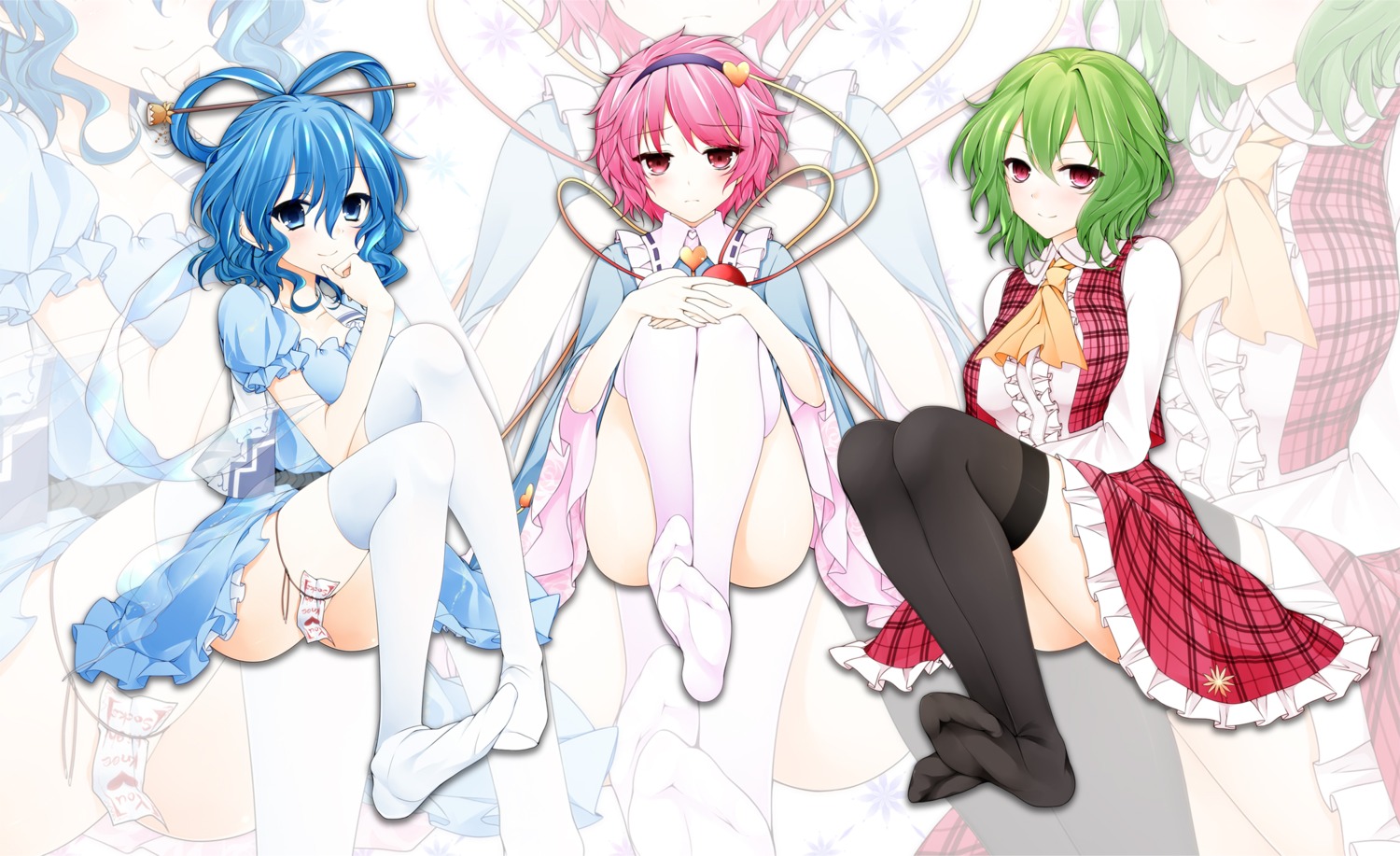 kaku_seiga, kazami_yuuka, komeiji_satori, suzume_miku, thighhighs, touhou