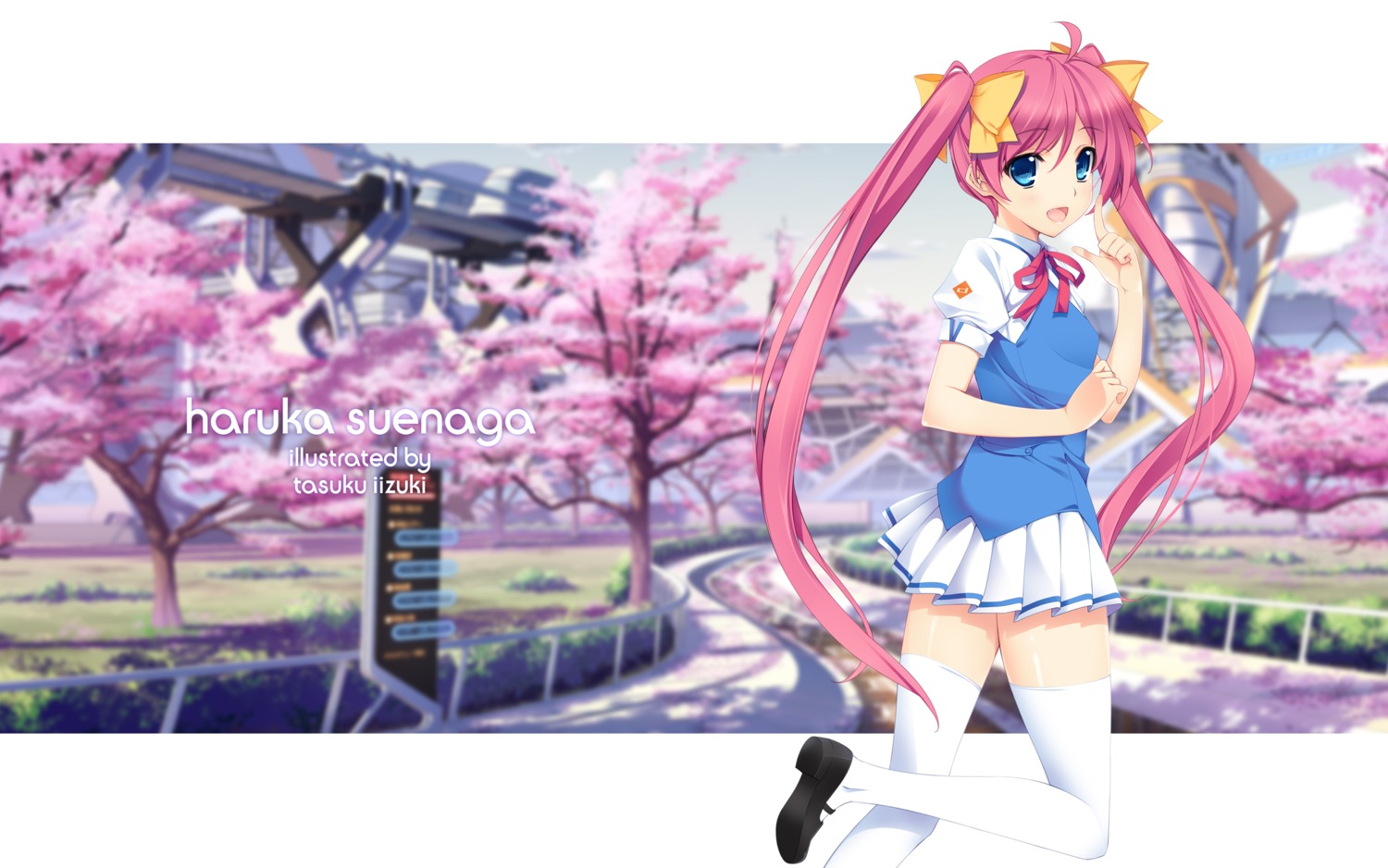 culture_japan, iizuki_tasuku, seifuku, suenaga_haruka, thighhighs, wallpaper