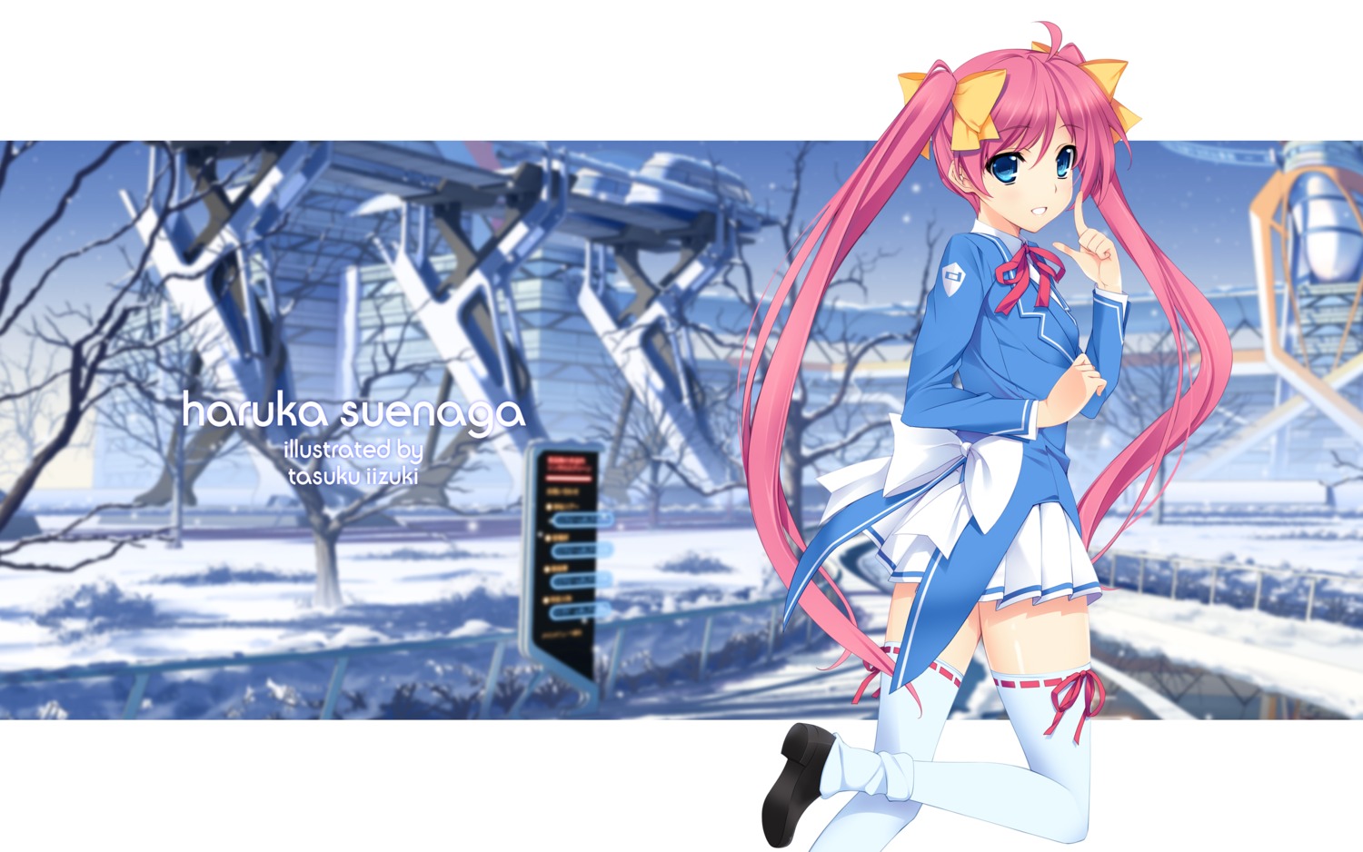 culture_japan, iizuki_tasuku, seifuku, suenaga_haruka, thighhighs, wallpaper