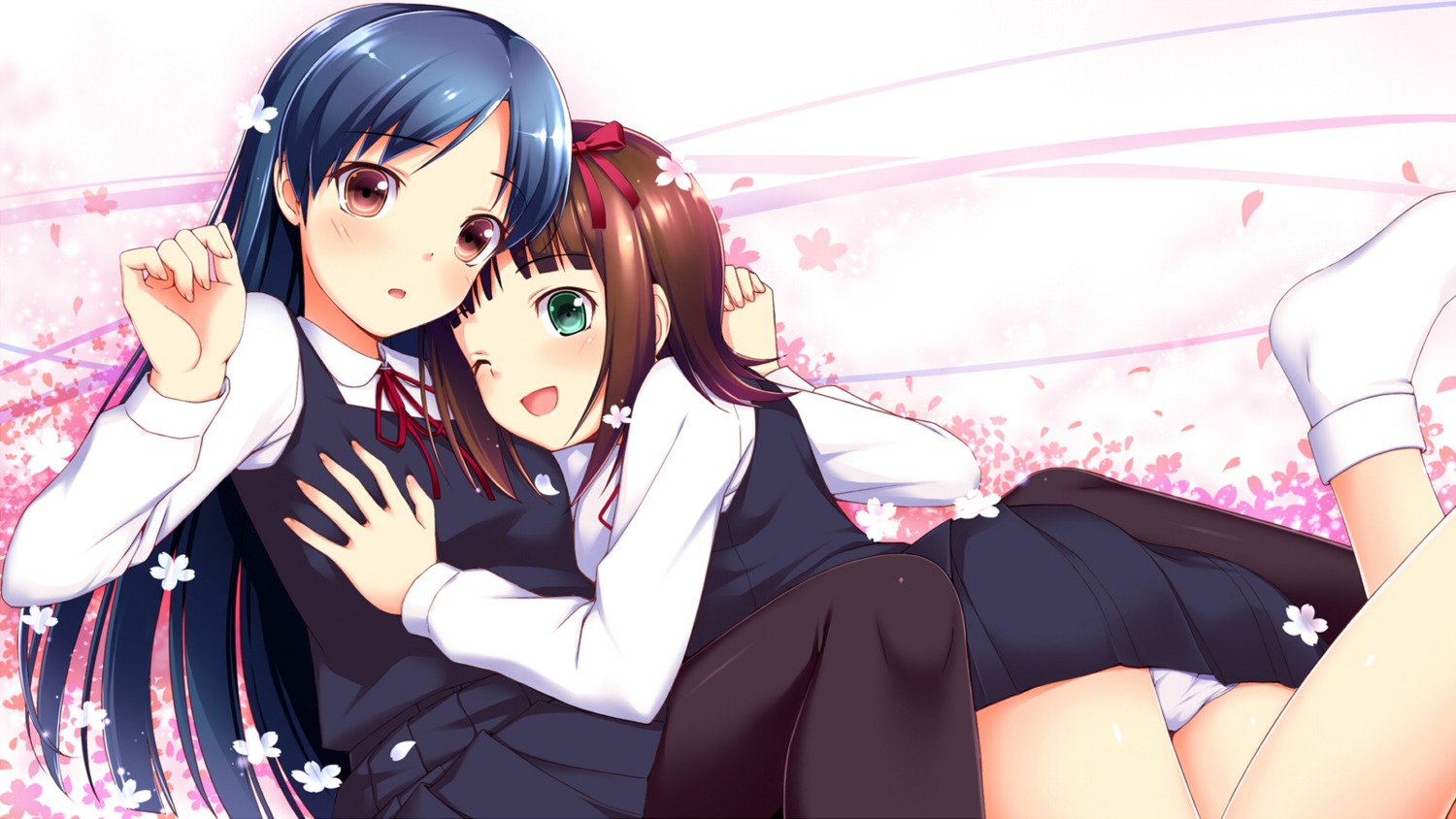 amami_haruka, kisaragi_chihaya, nomura_teruya, pantsu, pantyhose, seifuku, the_idolm@ster
