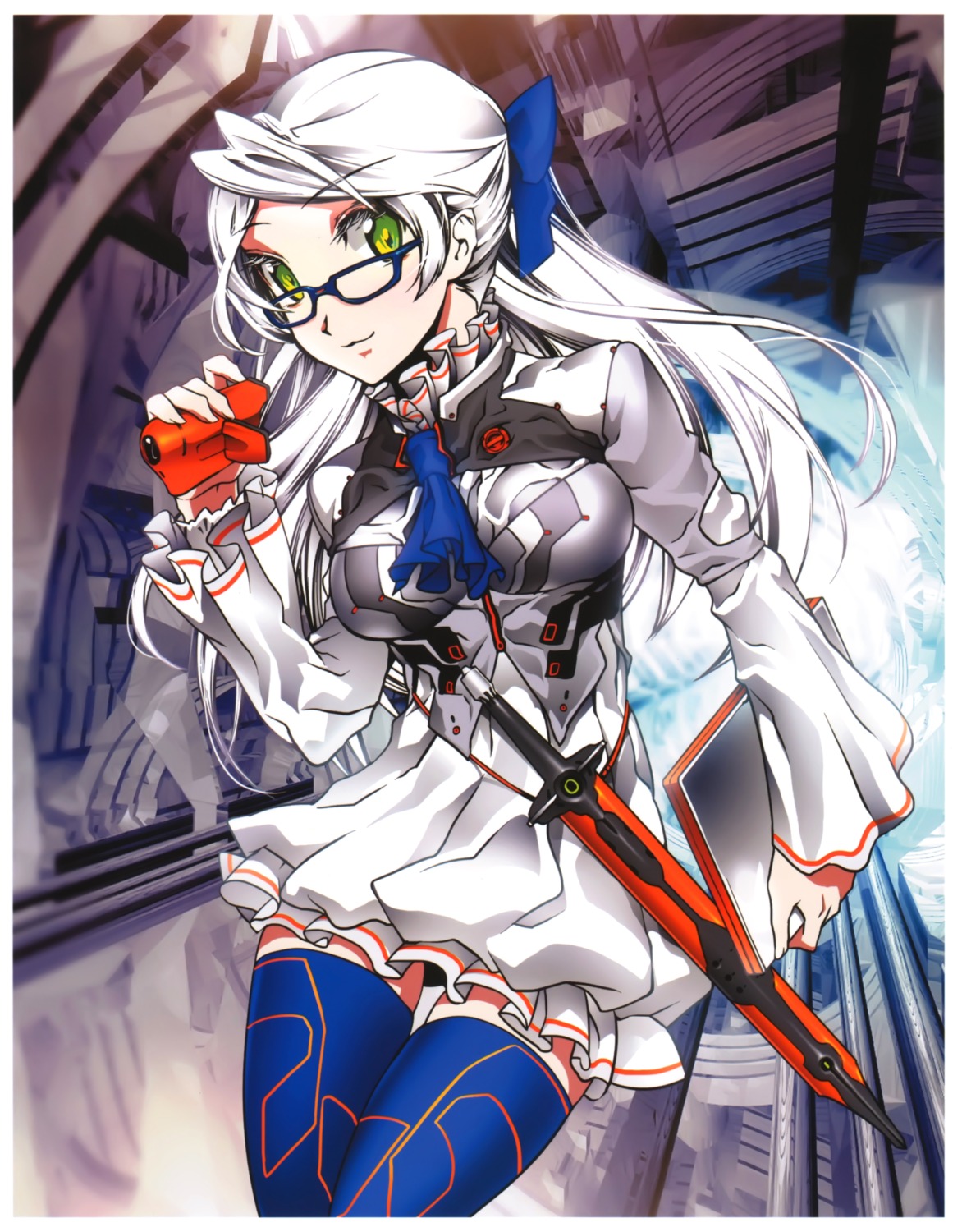 kaku-san-sei_million_arthur, megane, nagimiso, thighhighs