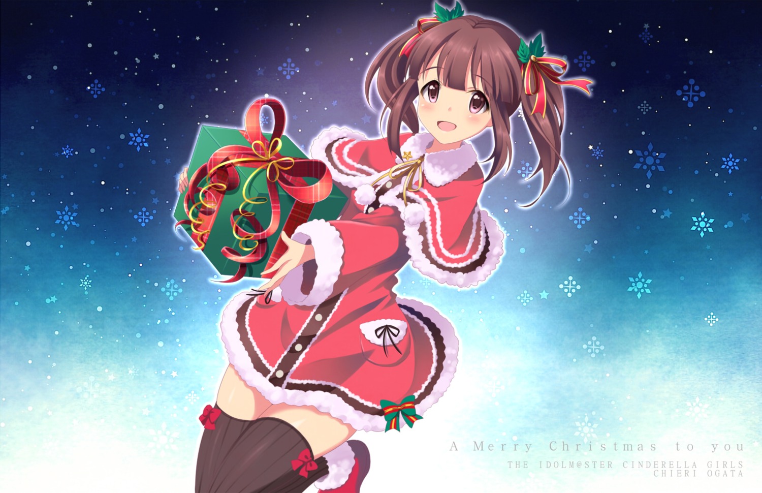 christmas, kyu, ogata_chieri, the_idolm@ster, the_idolm@ster_cinderella_girls, thighhighs