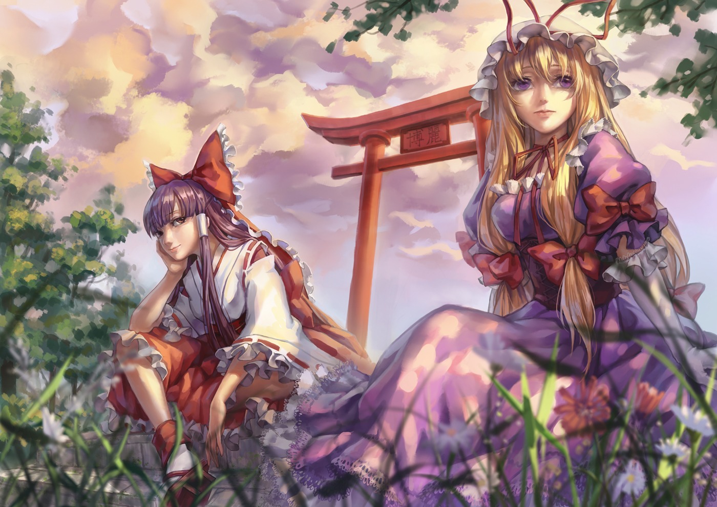 classic_hakurei_reimu, hakurei_reimu, touhou, windyakuma, yakumo_yukari