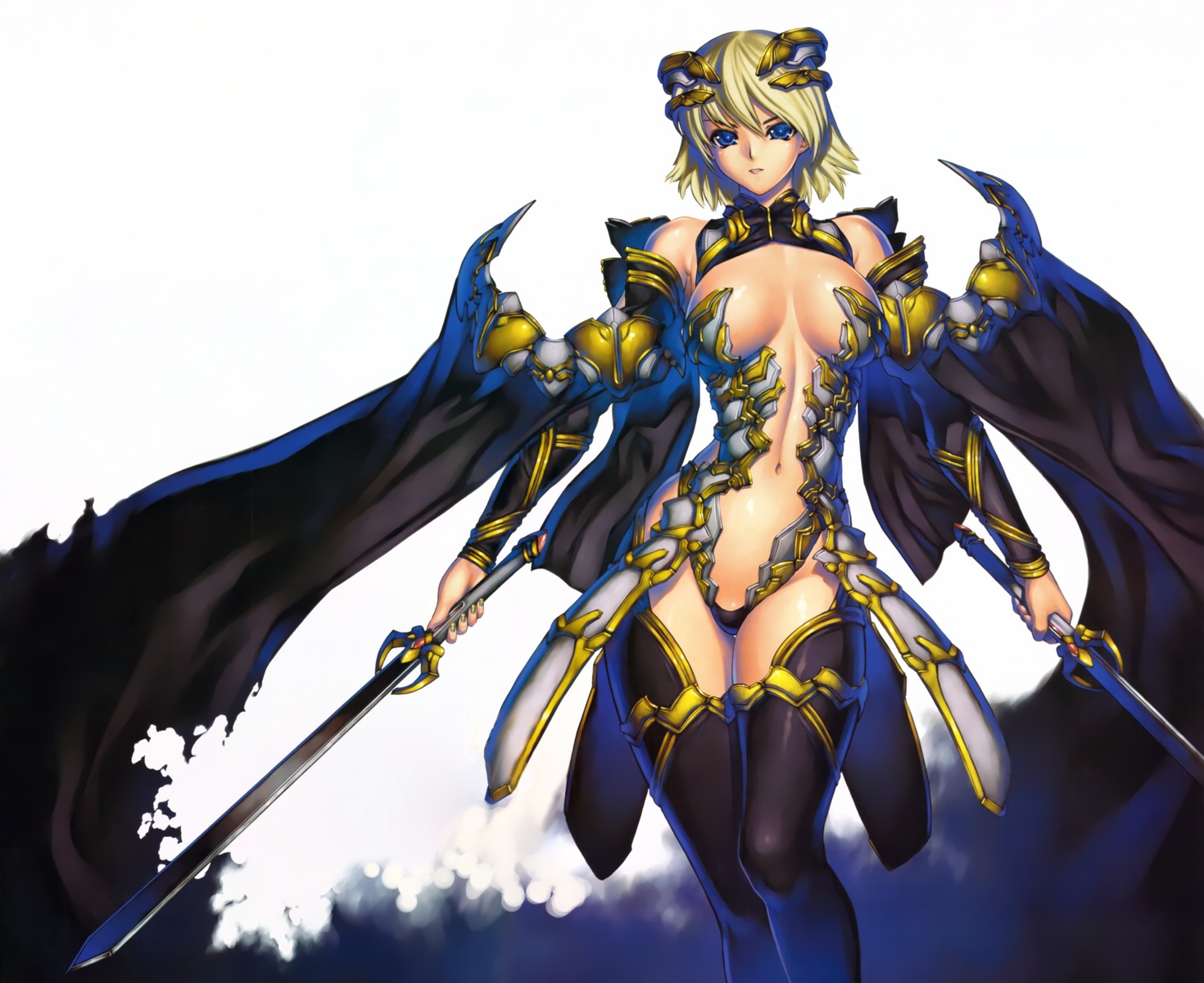 armor, cleavage, fixed, hellabunna, iruma_kamiri, sword, thighhighs