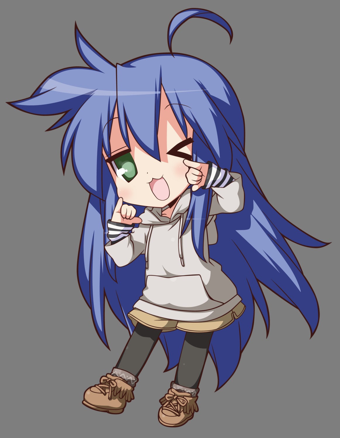chibi, izumi_konata, lucky_star, transparent_png, vector_trace, yoshimizu_kagami