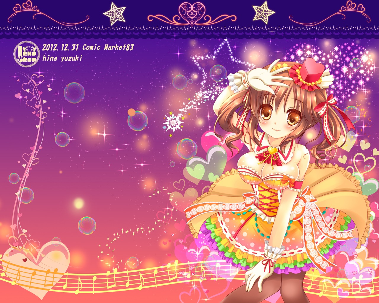 cleavage, dress, pantyhose, wallpaper, yuziki_hina