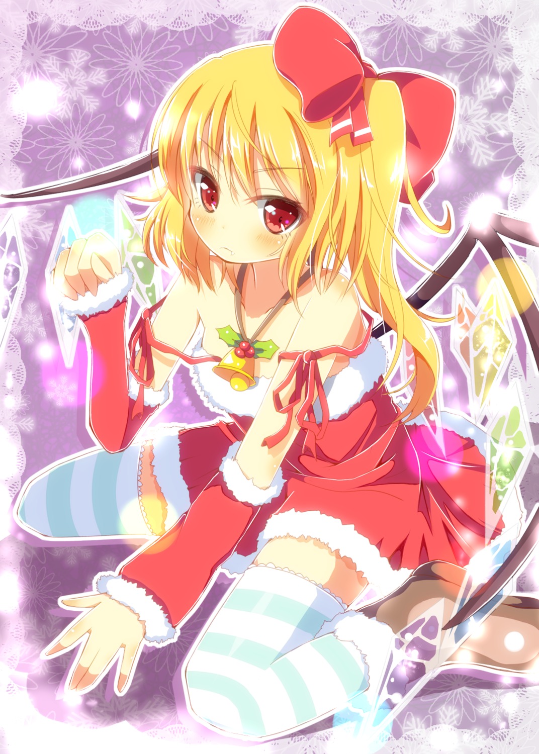 christmas, flandre_scarlet, thighhighs, touhou, wings, yuimari