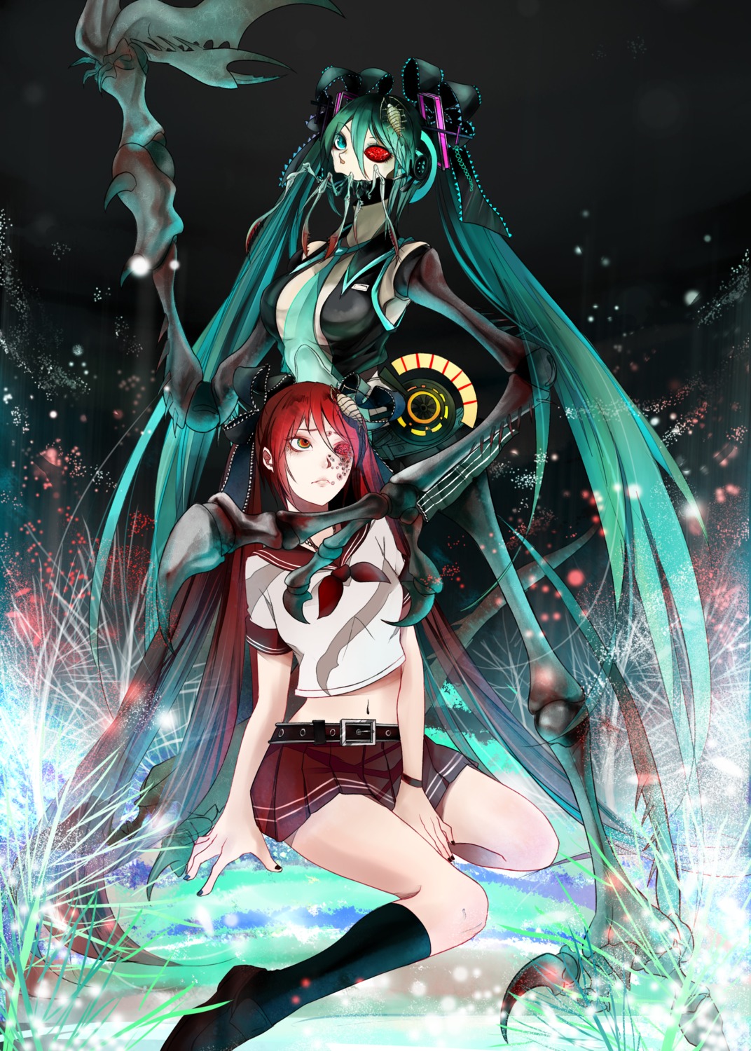 calne_ca, hatsune_miku, honya1, seifuku, vocaloid
