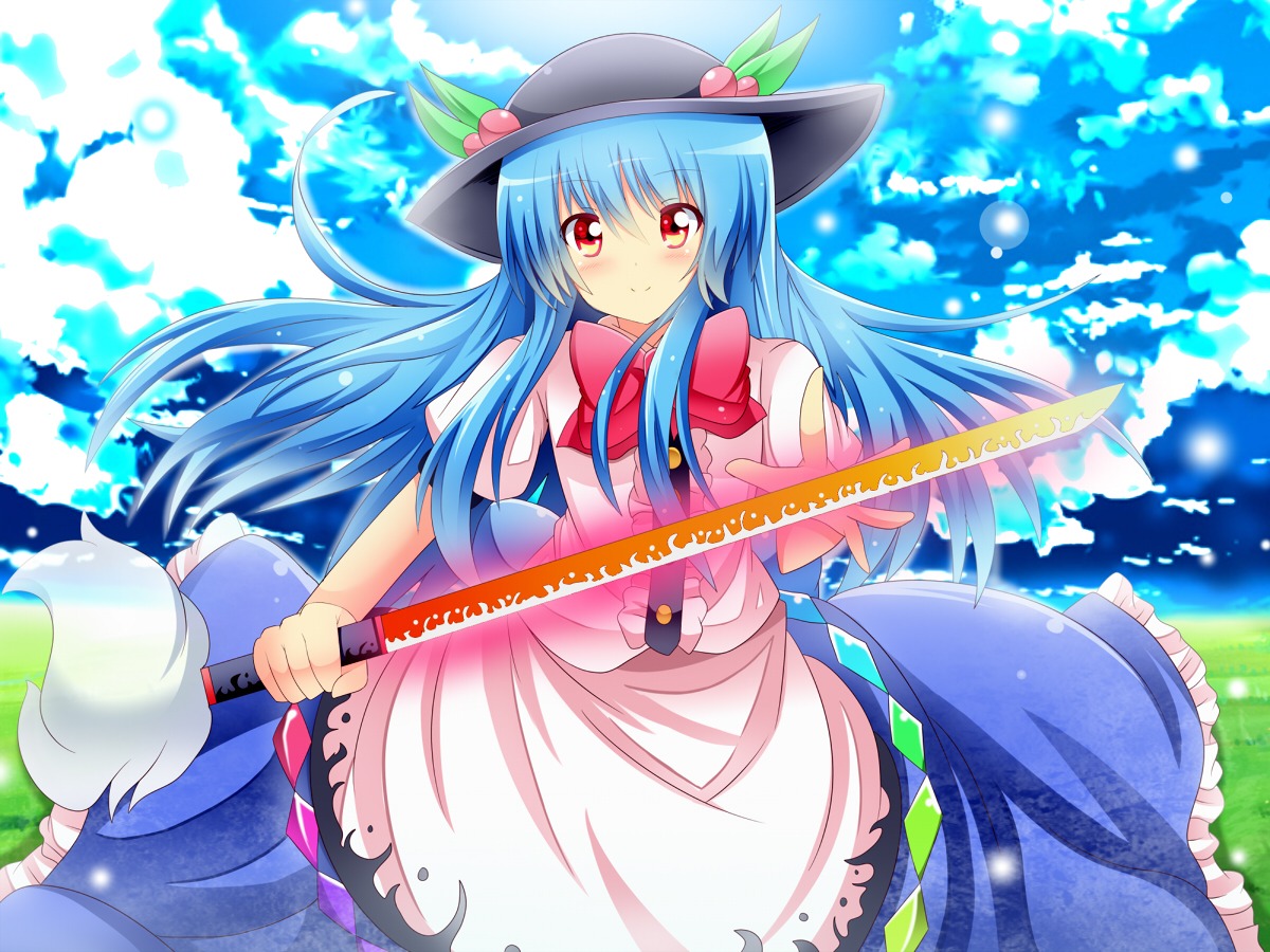 hinanawi_tenshi, shinekalta, sword, touhou, wallpaper