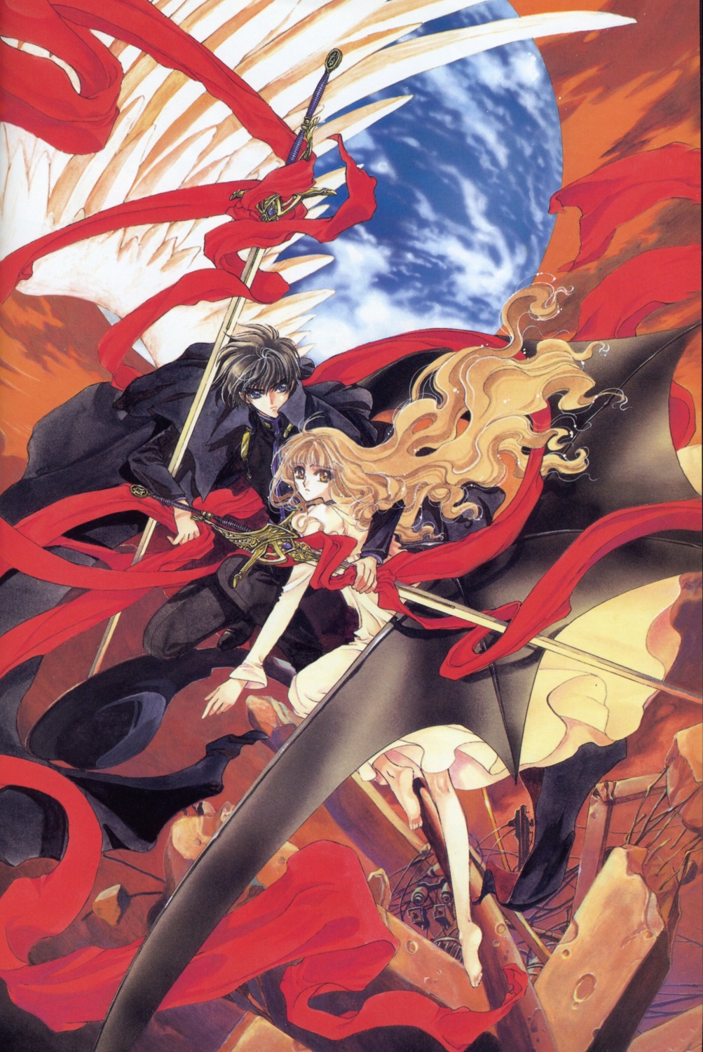 clamp, monou_kotori, shirou_kamui, sword, x