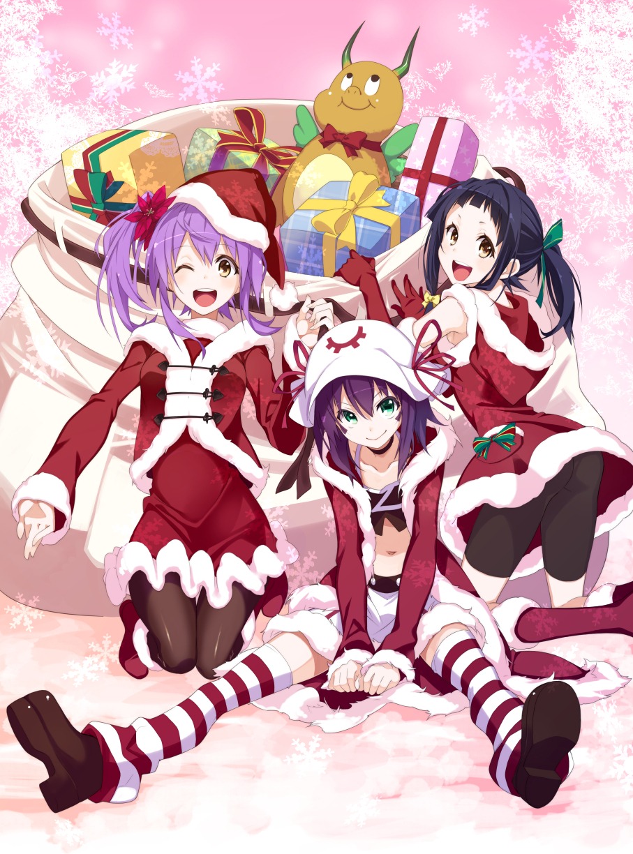 bike_shorts, christmas, kounagi_yui, merry_nightmare, pantyhose, tachibana_isana, thighhighs, ushiki_yoshitaka