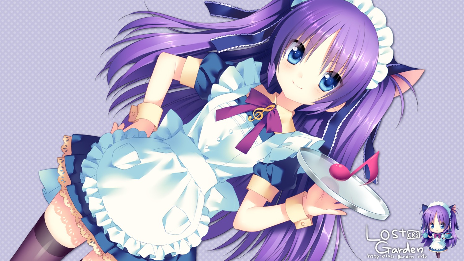 animal_ears, little_busters!, nekomimi, sakura_neko, sasasegawa_sasami, thighhighs, waitress, wallpaper