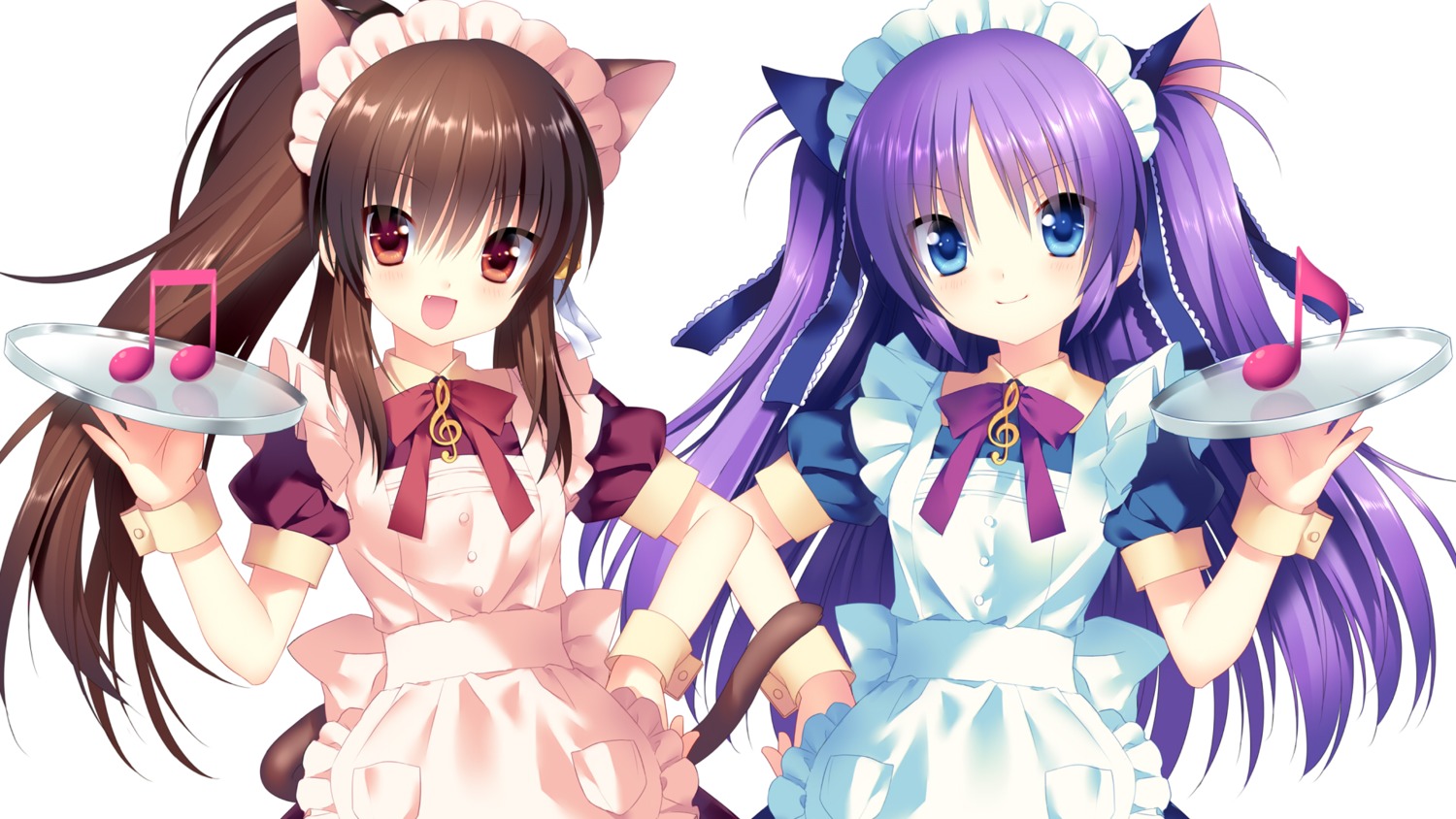 animal_ears, little_busters!, maid, natsume_rin, nekomimi, sakura_neko, sasasegawa_sasami, tail, waitress, wallpaper