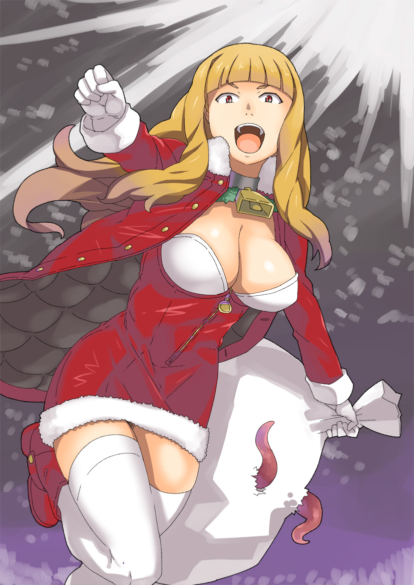 christmas, cleavage, jack_hamster, thighhighs