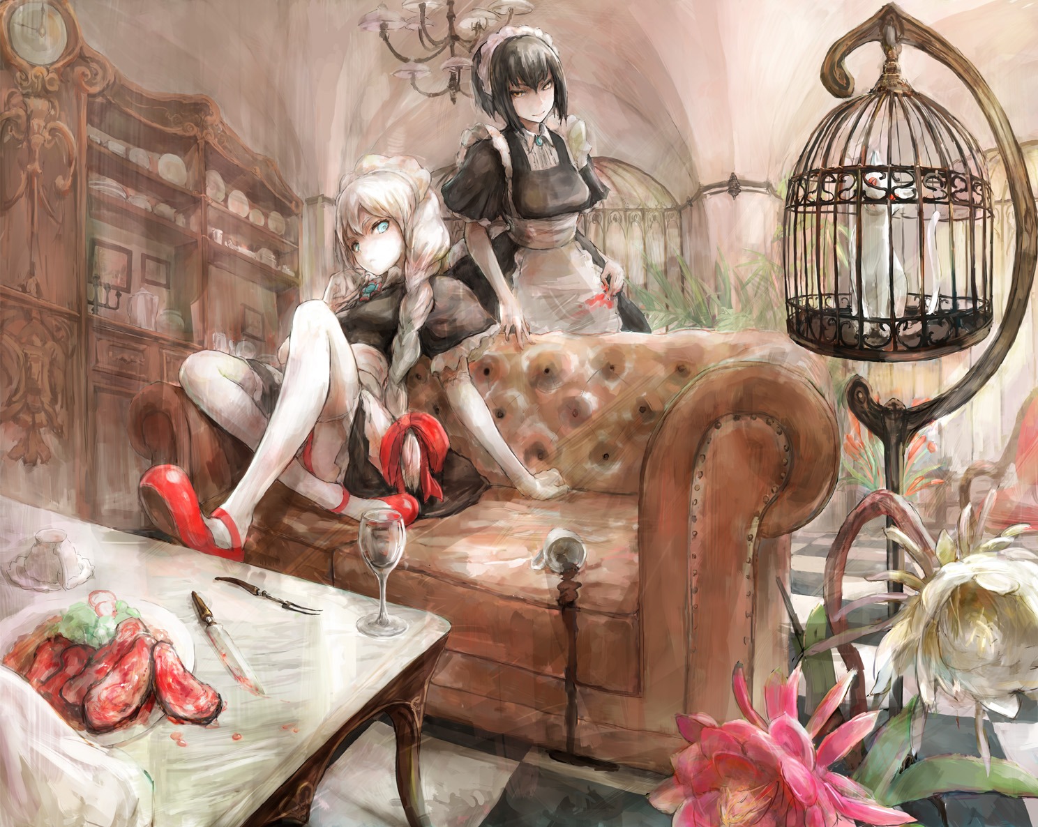 maid, thighhighs, tori_(qqqt)