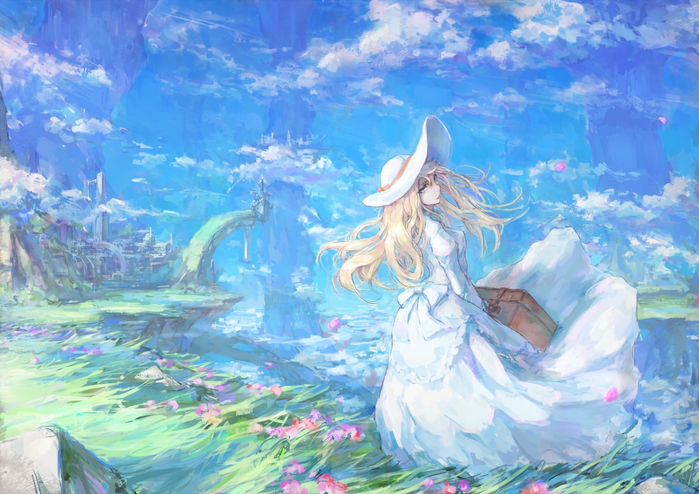 dress, landscape, tori_(qqqt)