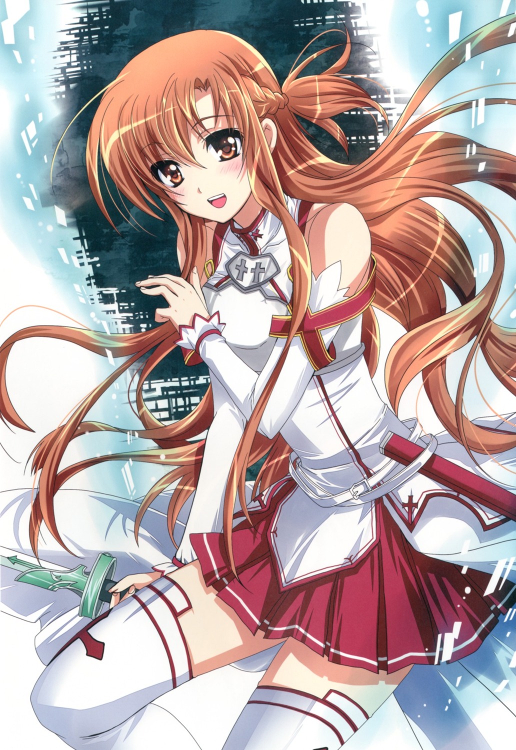 armor, asuna_(sword_art_online), kanna, plum, sword, sword_art_online, thighhighs