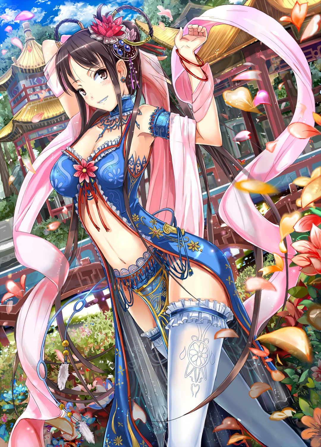 cleavage, garter, moka._tapioka, thighhighs