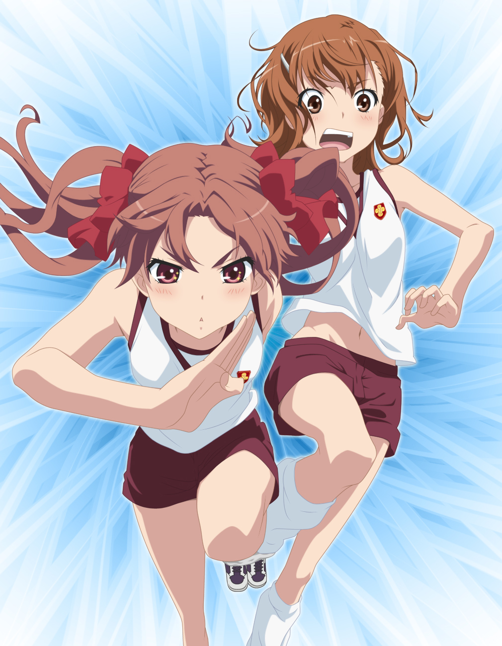gym_uniform, misaka_mikoto, shirai_kuroko, smile_(artist), toaru_kagaku_no_railgun, toaru_majutsu_no_index