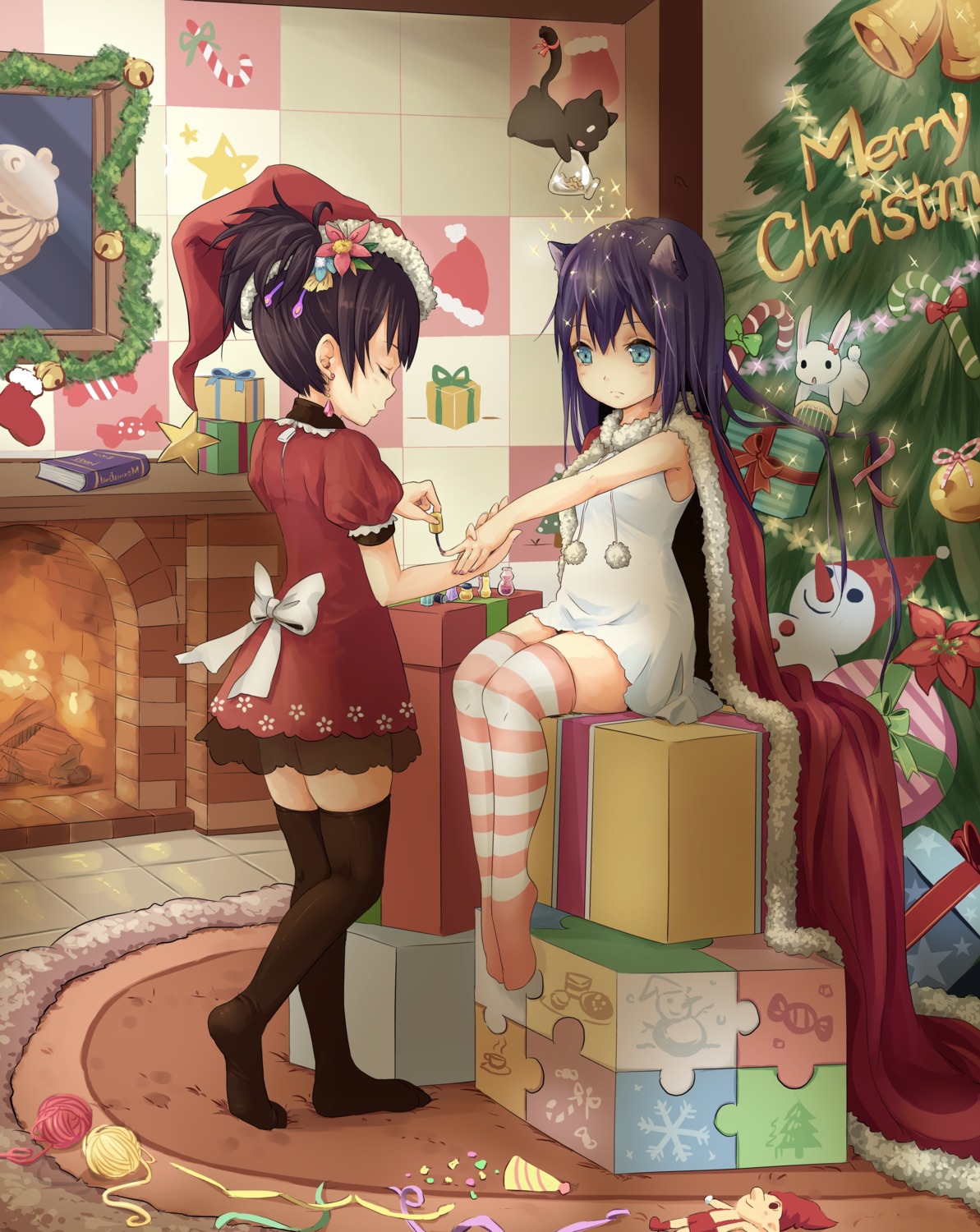 animal_ears, christmas, hpflower, thighhighs