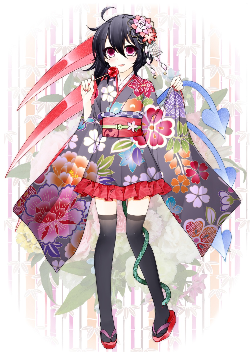 houjuu_nue, kimono, suzume_miku, thighhighs, touhou