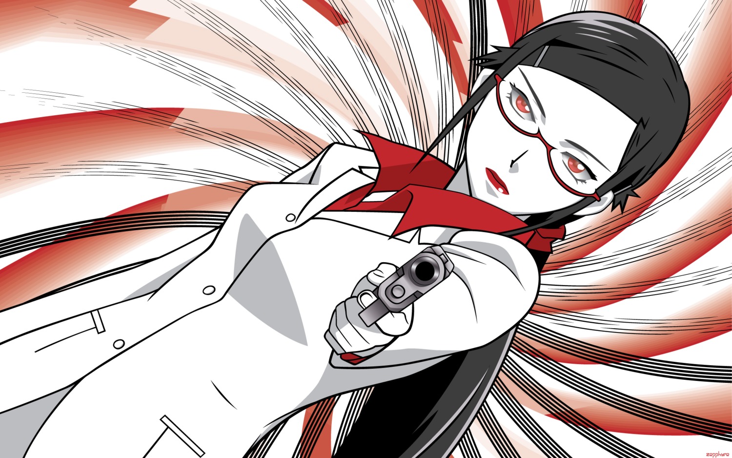 darker_than_black, kirihara_misaki, megane, vector_trace, wallpaper