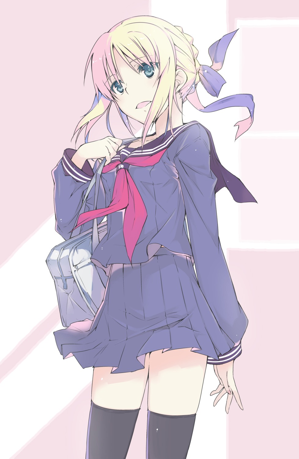 artoria_pendragon_(fate), fate/stay_night, hamasin2424, seifuku, thighhighs