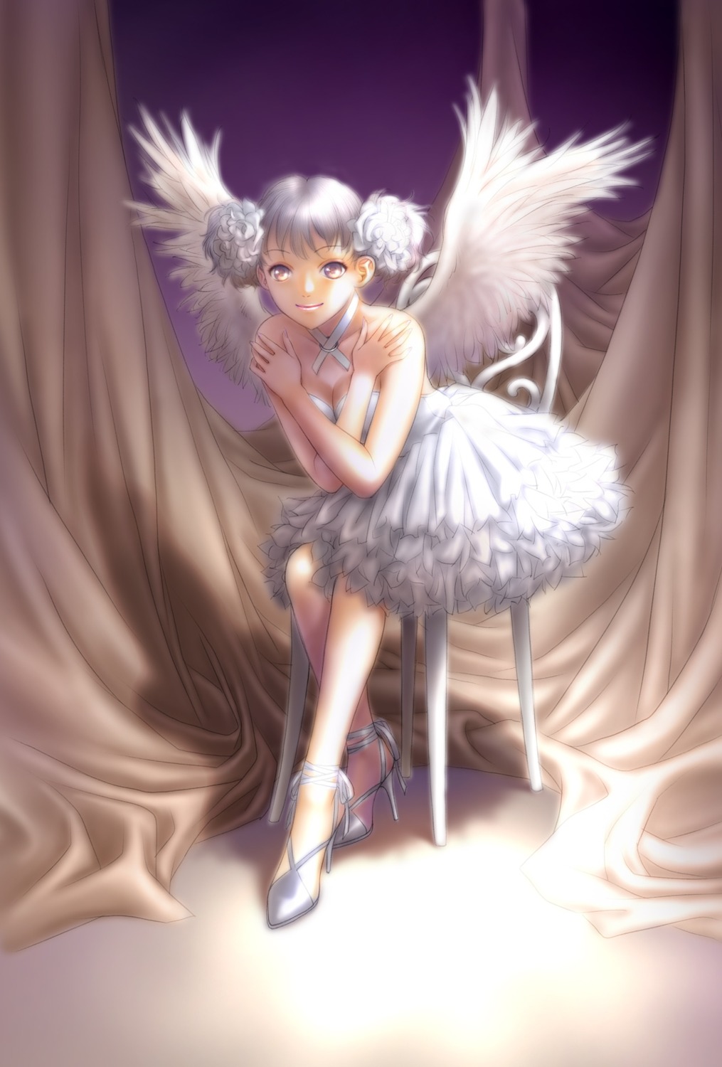 cleavage, dress, wings, yui_toshiki