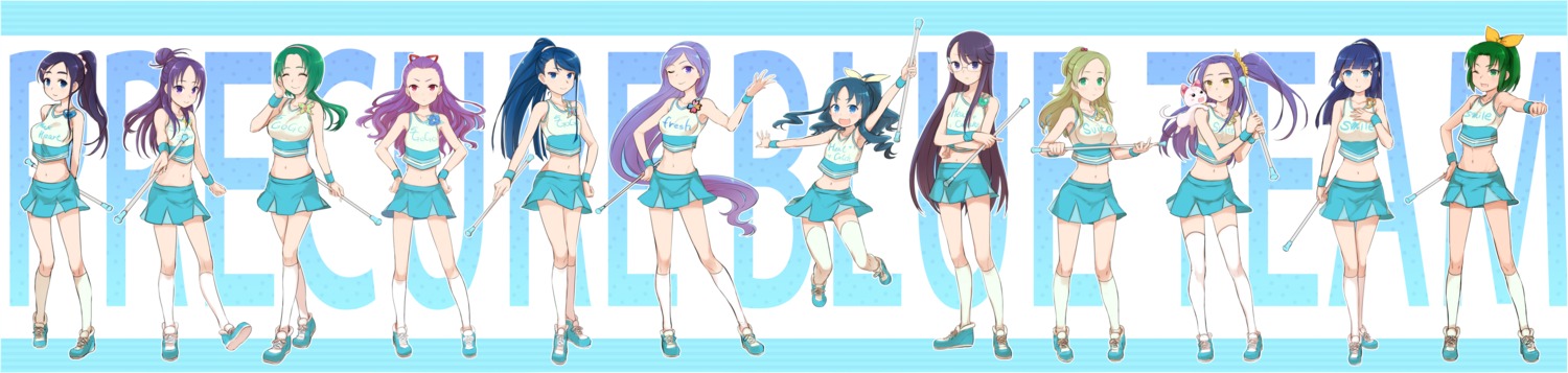 akimoto_komachi, aoki_reika, aono_miki, cheerleader, crossover, futari_wa_precure, futari_wa_precure_splash_star, kurokawa_ellen