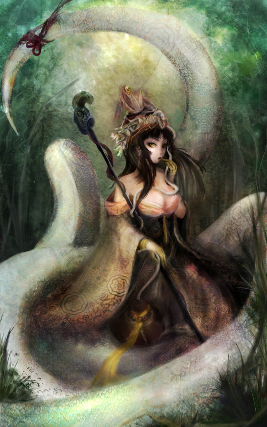 asian_clothes, cassiopeia_du_couteau, cleavage, league_of_legends, zhang_xiao_bo