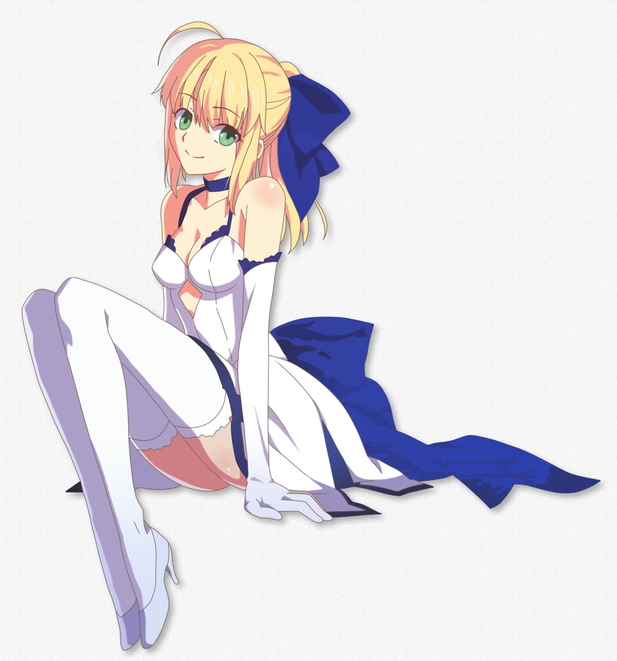 artoria_pendragon_(fate), asaka, dress, fate/stay_night, fate/unlimited_codes, thighhighs