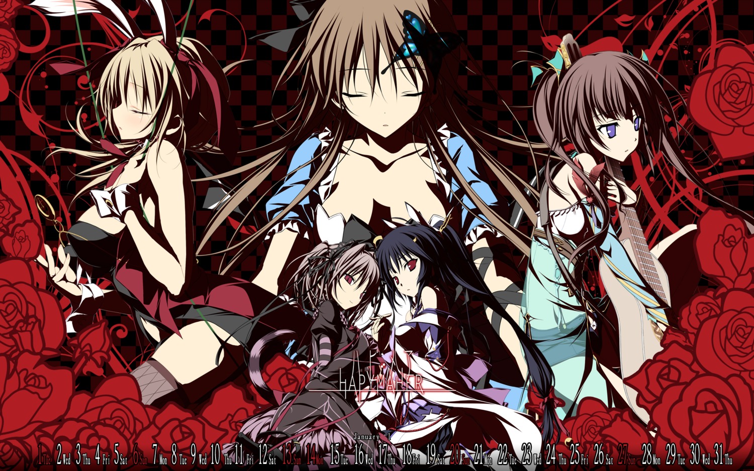 animal_ears, bunny_ears, bunny_girl, calendar, guitar, hapymaher, hasuno_saki, hirasaka_keiko
