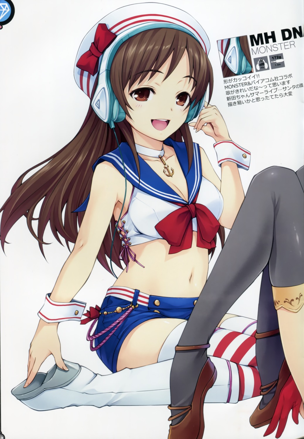 cleavage, headphones, hiiro_yuki, minus_art_works, nitta_minami, seifuku, stitchme, the_idolm@ster