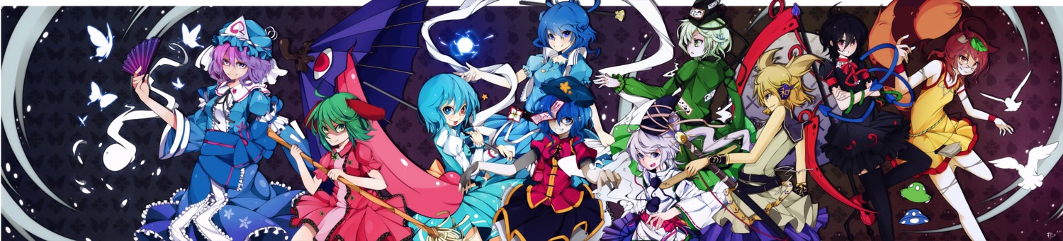 alxz, futatsuiwa_mamizou, houjuu_nue, kaku_seiga, kasodani_kyouko, miyako_yoshika, mononobe_no_futo, saigyouji_yuyuko