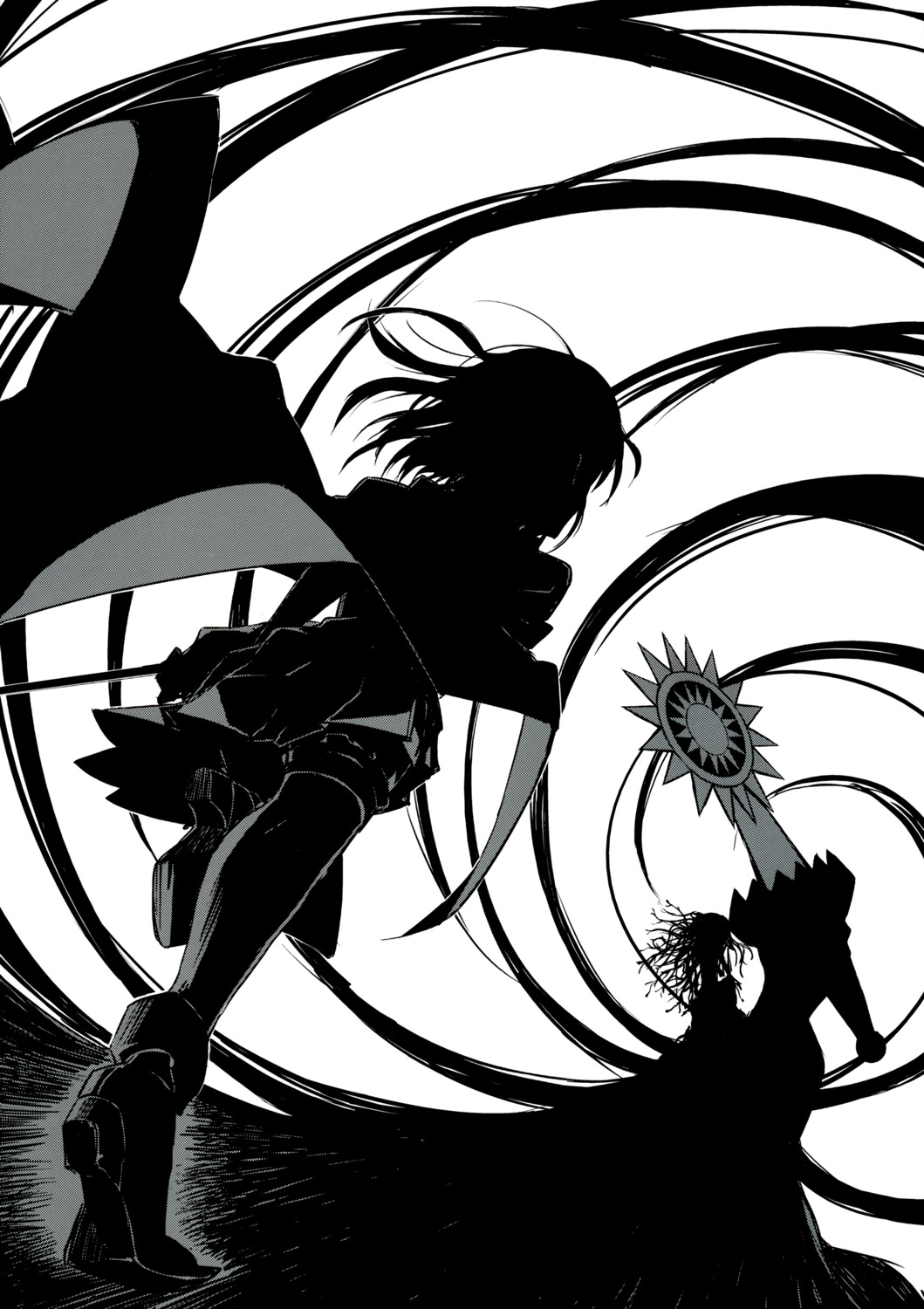 hige_(artist), mahou_shoujo_madoka_magica, miki_sayaka, monochrome, sword