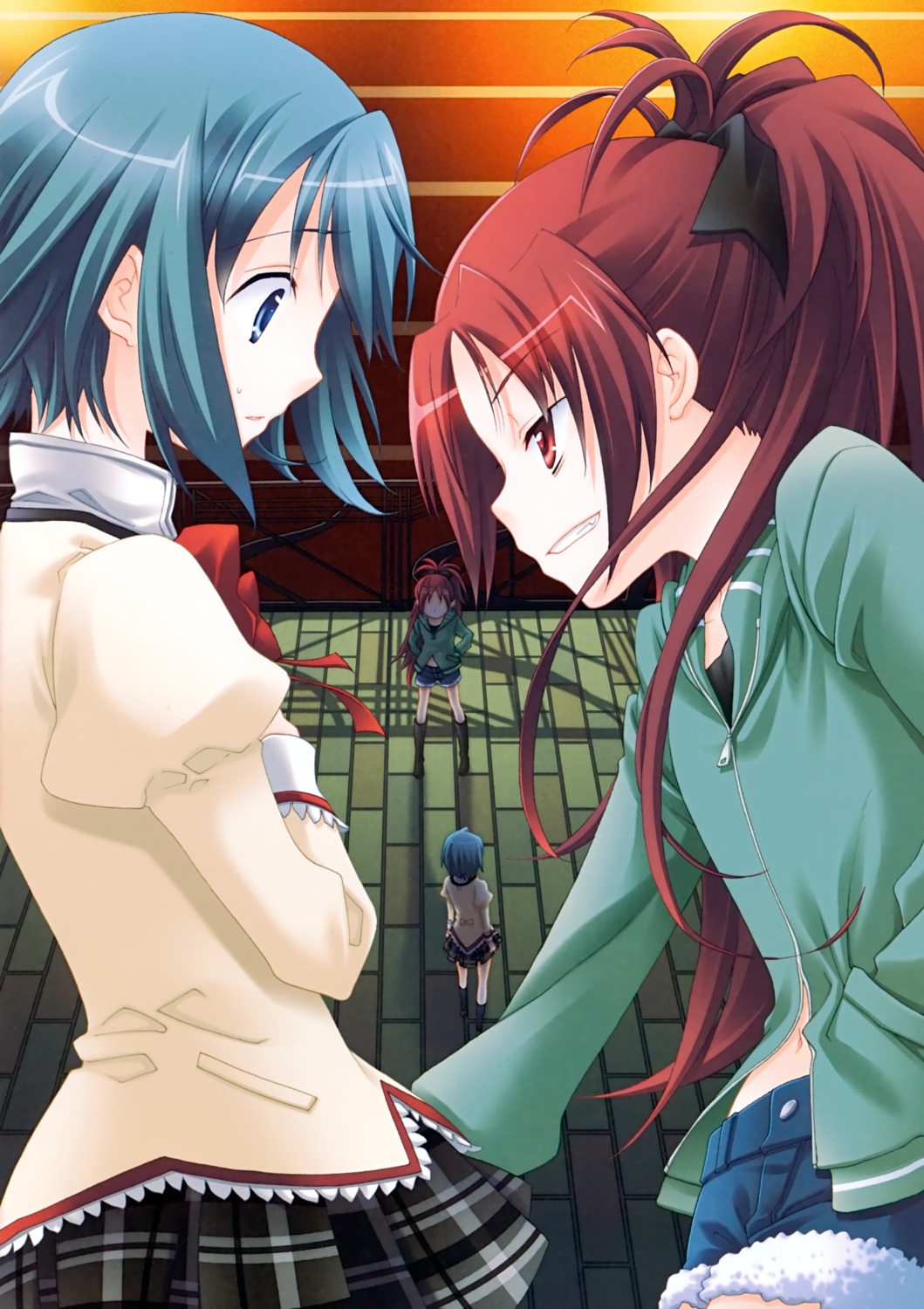 iwami_shouko, mahou_shoujo_madoka_magica, miki_sayaka, sakura_kyouko, seifuku