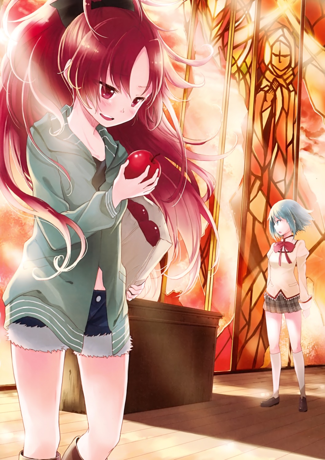 mahou_shoujo_madoka_magica, miki_sayaka, miyabi_akino, sakura_kyouko, seifuku