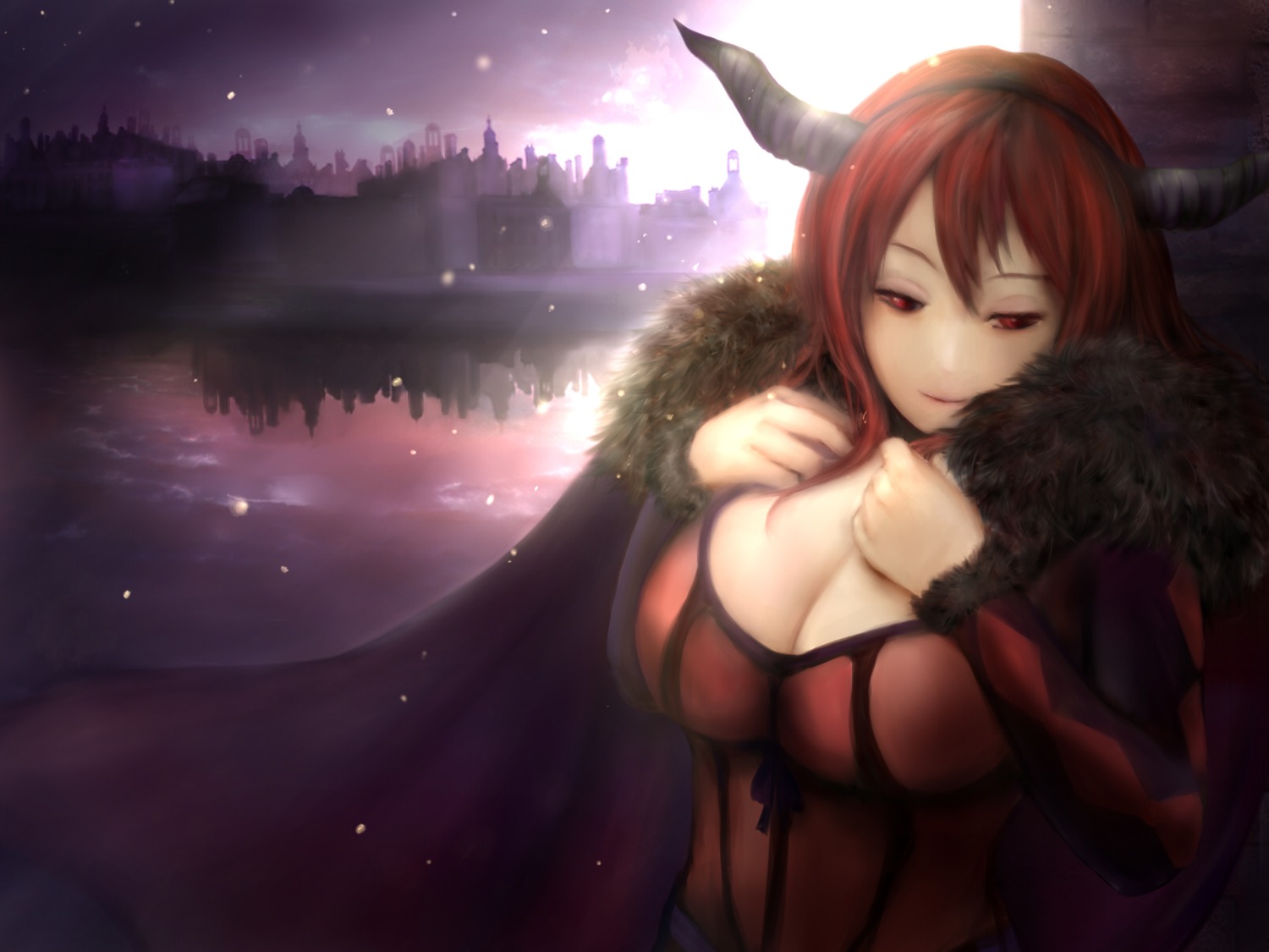 cleavage, maou_(maoyuu_maou_yuusha), maoyuu_maou_yuusha, wallpaper, zhang_xiao_bo
