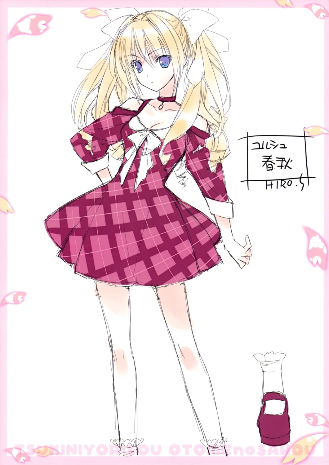cleavage, dress, sketch, suzuhira_hiro, tsuki_ni_yorisou_otome_no_sahou, ursule_fleur_jeanmarie