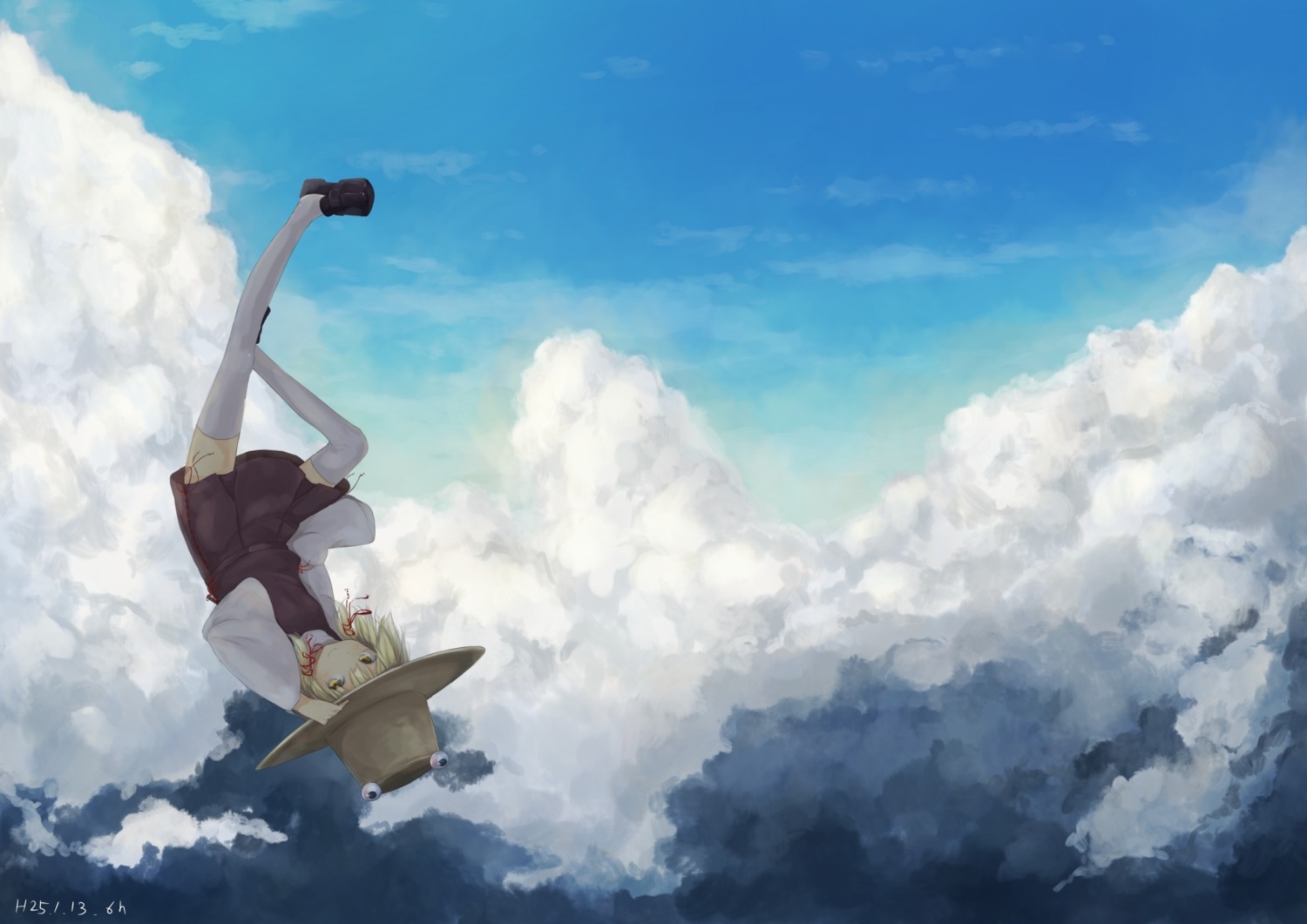 landscape, moriya_suwako, thighhighs, touhou, yuu-rin