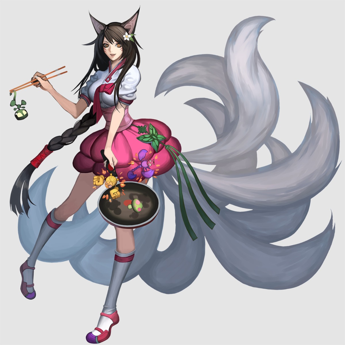 ahri, animal_ears, elune, kitsune, league_of_legends, tail