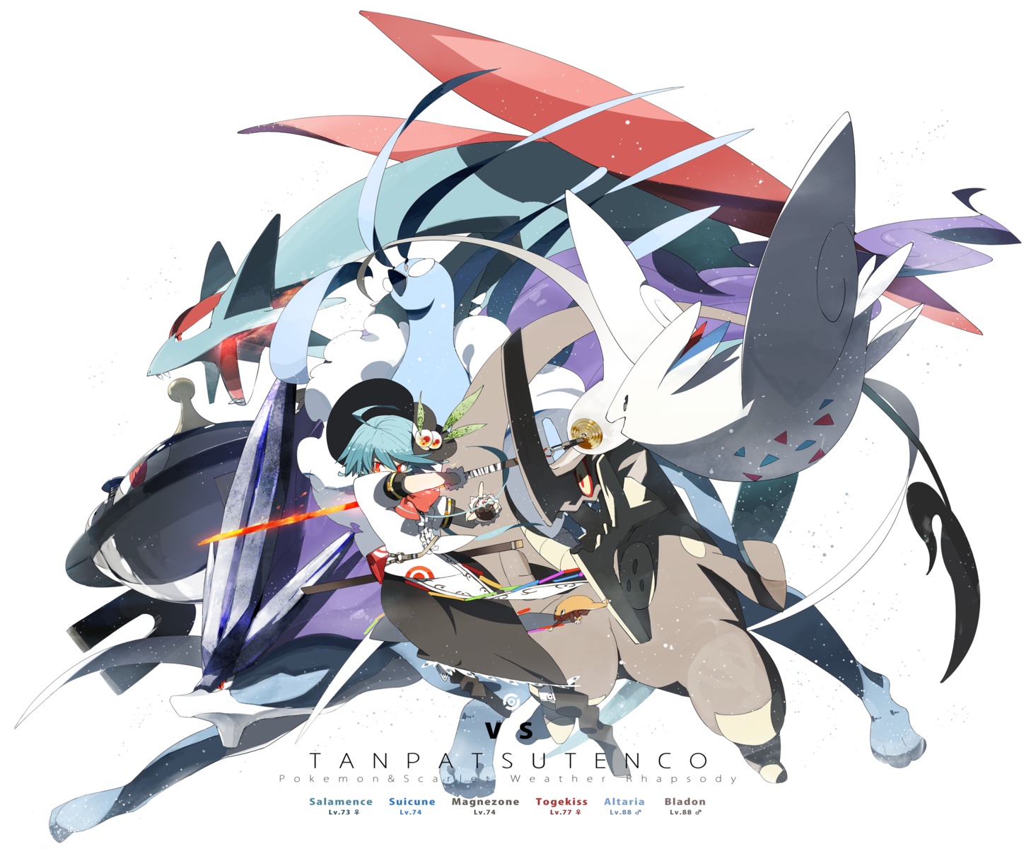 altaria, bladon, crossover, hinanawi_tenshi, magnezone, pokemon, salamence, siirakannu