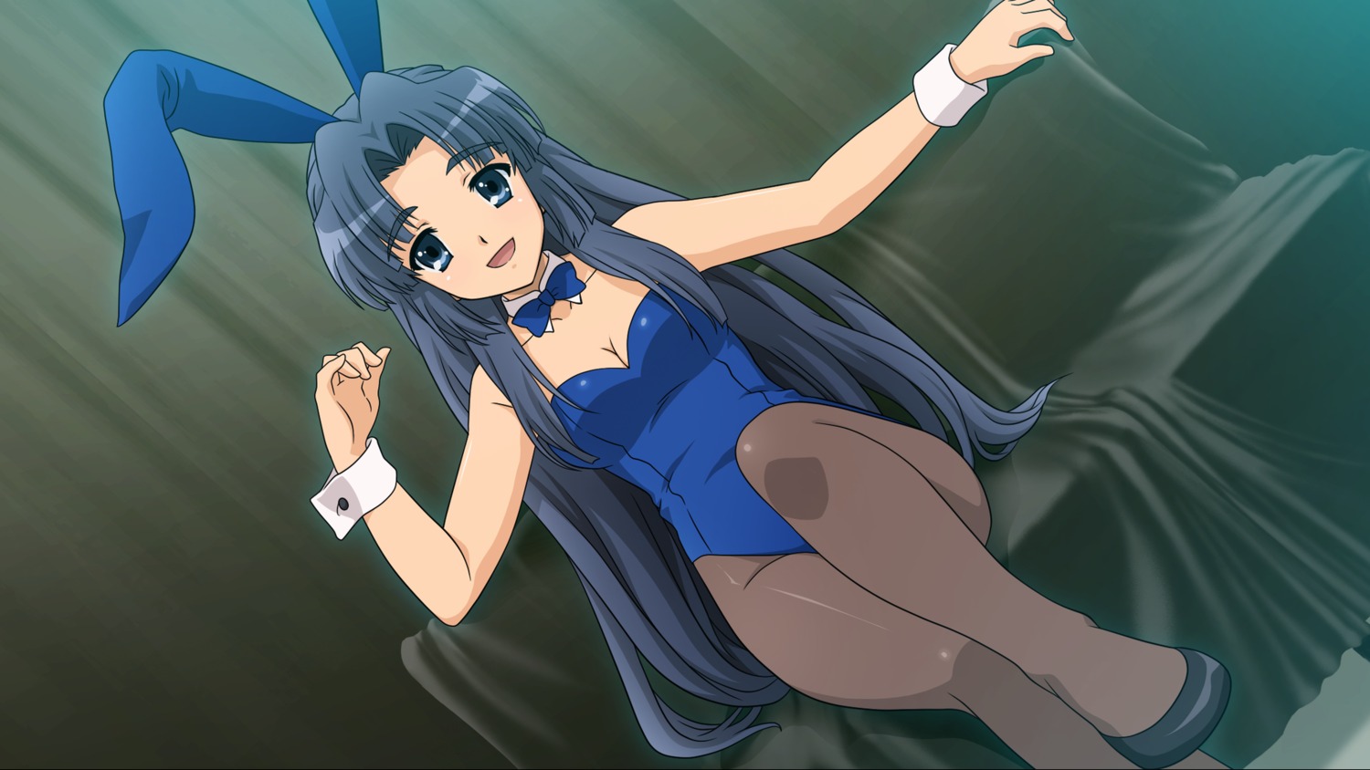 animal_ears, asakura_ryouko, bunny_ears, bunny_girl, cleavage, game_cg, pantyhose, suzumiya_haruhi_no_tsuisou, suzumiya_haruhi_no_yuuutsu