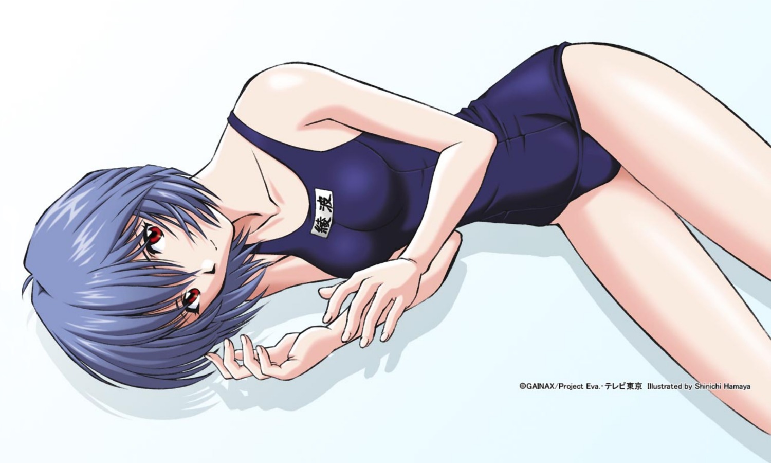 ayanami_rei, hamaya_shinichi, neon_genesis_evangelion, school_swimsuit, swimsuits