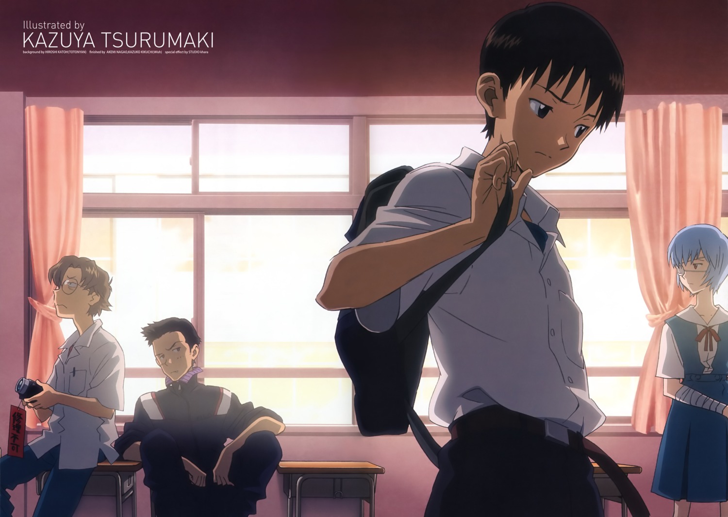 aida_kensuke, ayanami_rei, ikari_shinji, neon_genesis_evangelion, suzuhara_touji, tsurumaki_kazuya